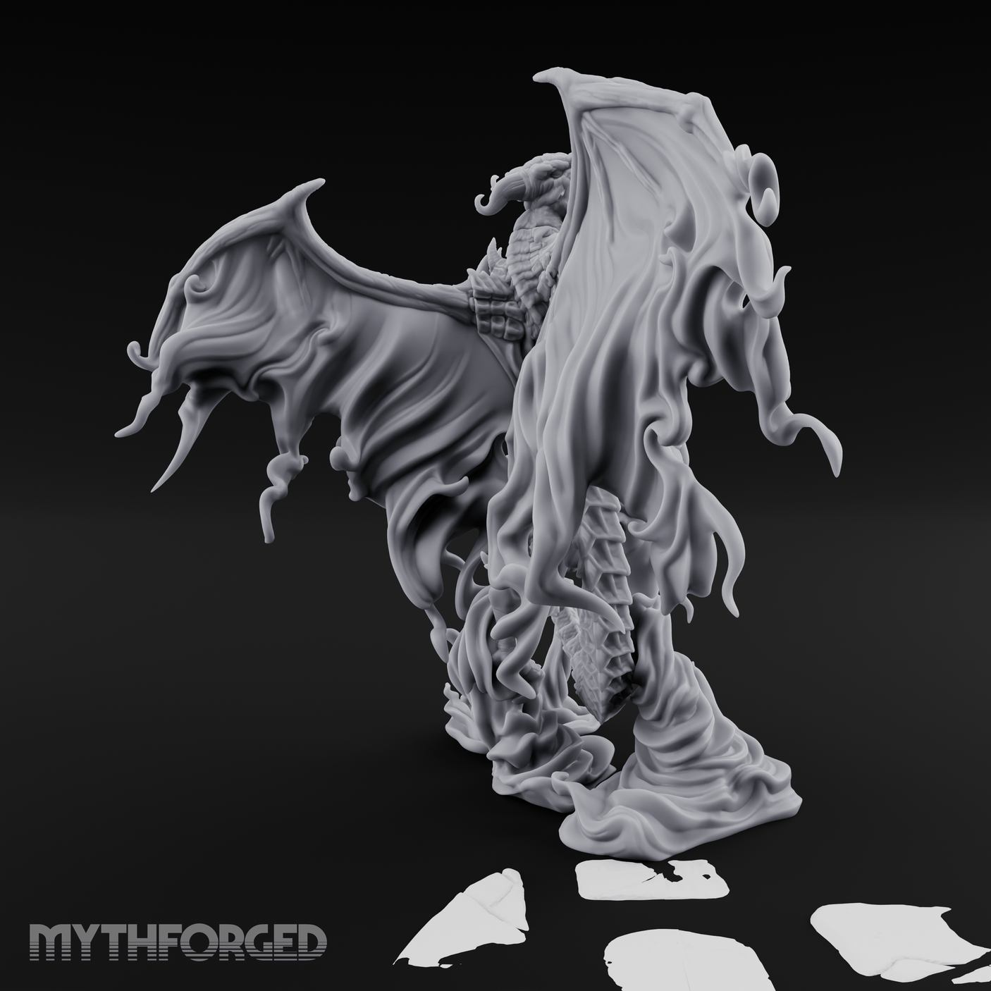 Cloaked In Wisps Spirit Dragon Specter Miniature for Dungeons and Dragons, Pathfinder or other TTRPGs