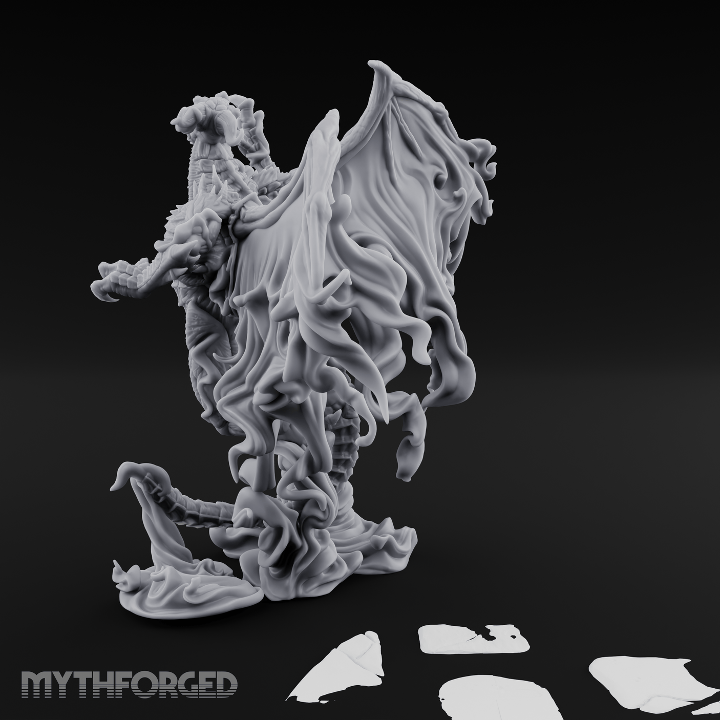 Cloaked In Wisps Spirit Dragon Specter Miniature for Dungeons and Dragons, Pathfinder or other TTRPGs