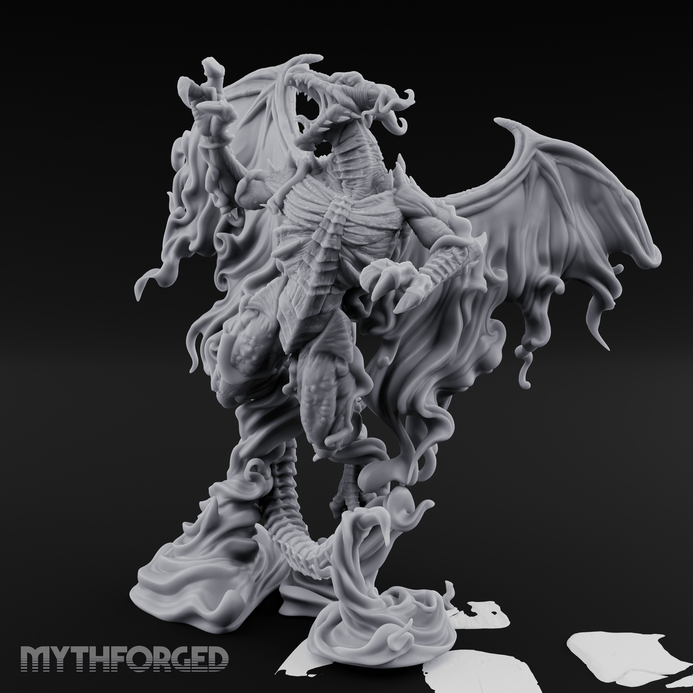 Cloaked In Wisps Spirit Dragon Specter Miniature for Dungeons and Dragons, Pathfinder or other TTRPGs