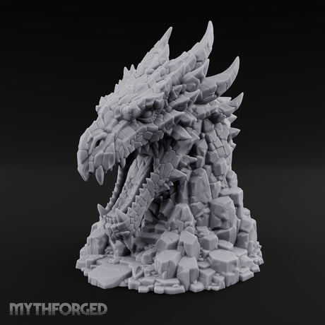 Rockslide Roar Stone Dragon Head Statue