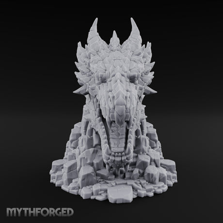 Rockslide Roar Stone Dragon Head Statue