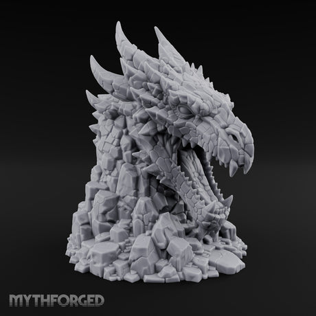 Rockslide Roar Stone Dragon Head Statue