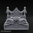 Draped-Canopy Fleur-Carved Noble Grand Bed Miniature for Dungeons and Dragons, Pathfinder or other TTRPGs