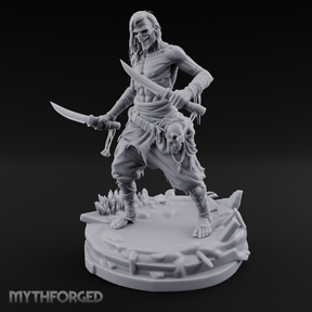 Dual Blades Dancing Draugr Assassin Miniature for Dungeons and Dragons, Pathfinder or other TTRPGs