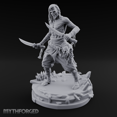 Dual Blades Dancing Draugr Assassin Miniature for Dungeons and Dragons, Pathfinder or other TTRPGs