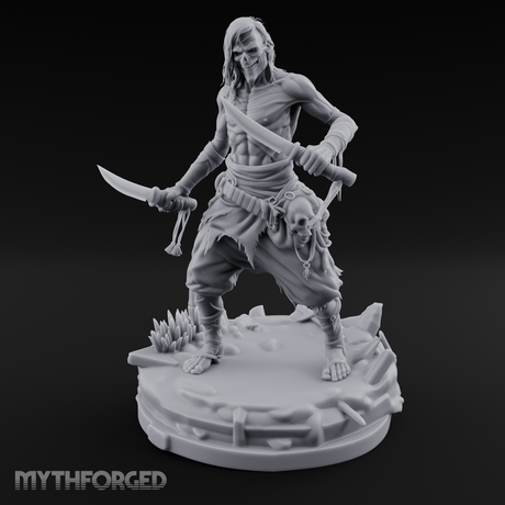 Dual Blades Dancing Draugr Assassin Miniature for Dungeons and Dragons, Pathfinder or other TTRPGs
