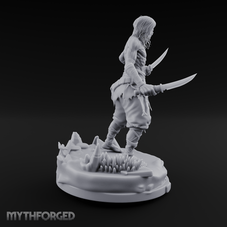 Dual Blades Dancing Draugr Assassin Miniature for Dungeons and Dragons, Pathfinder or other TTRPGs
