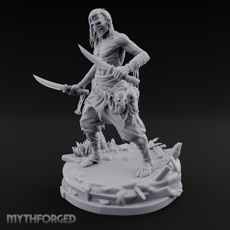 Dual Blades Dancing Draugr Assassin Miniature for Dungeons and Dragons, Pathfinder or other TTRPGs
