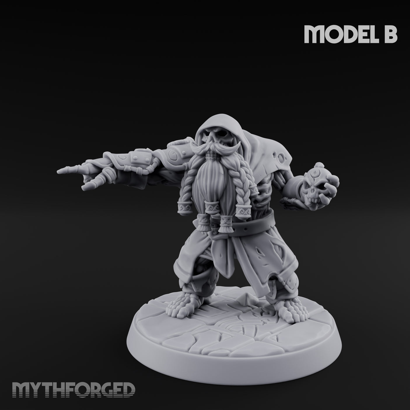 Skull Hurling Draugr Skullcaster B Miniature for Dungeons and Dragons, Pathfinder or other TTRPGs