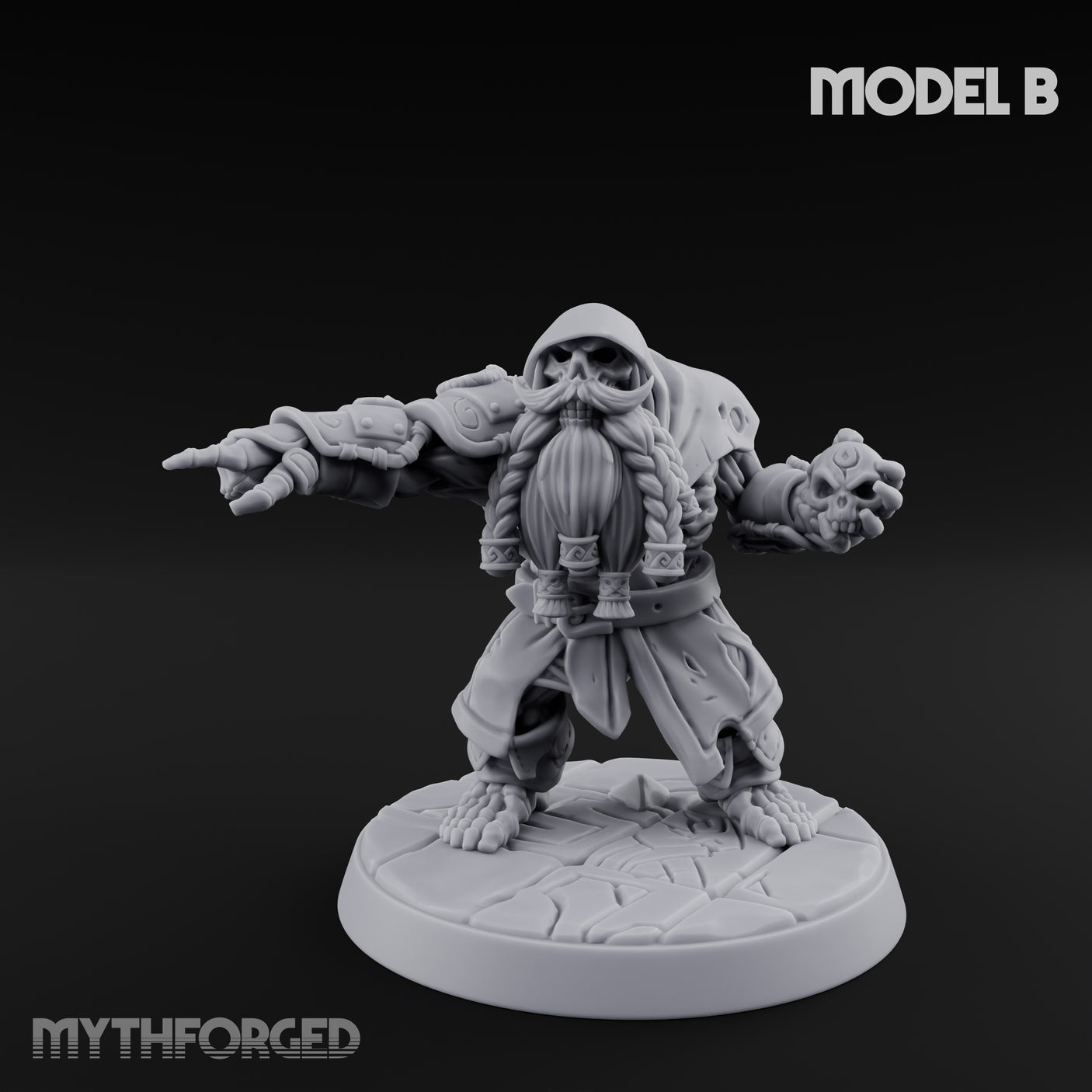 Skull Hurling Draugr Skullcaster B Miniature for Dungeons and Dragons, Pathfinder or other TTRPGs