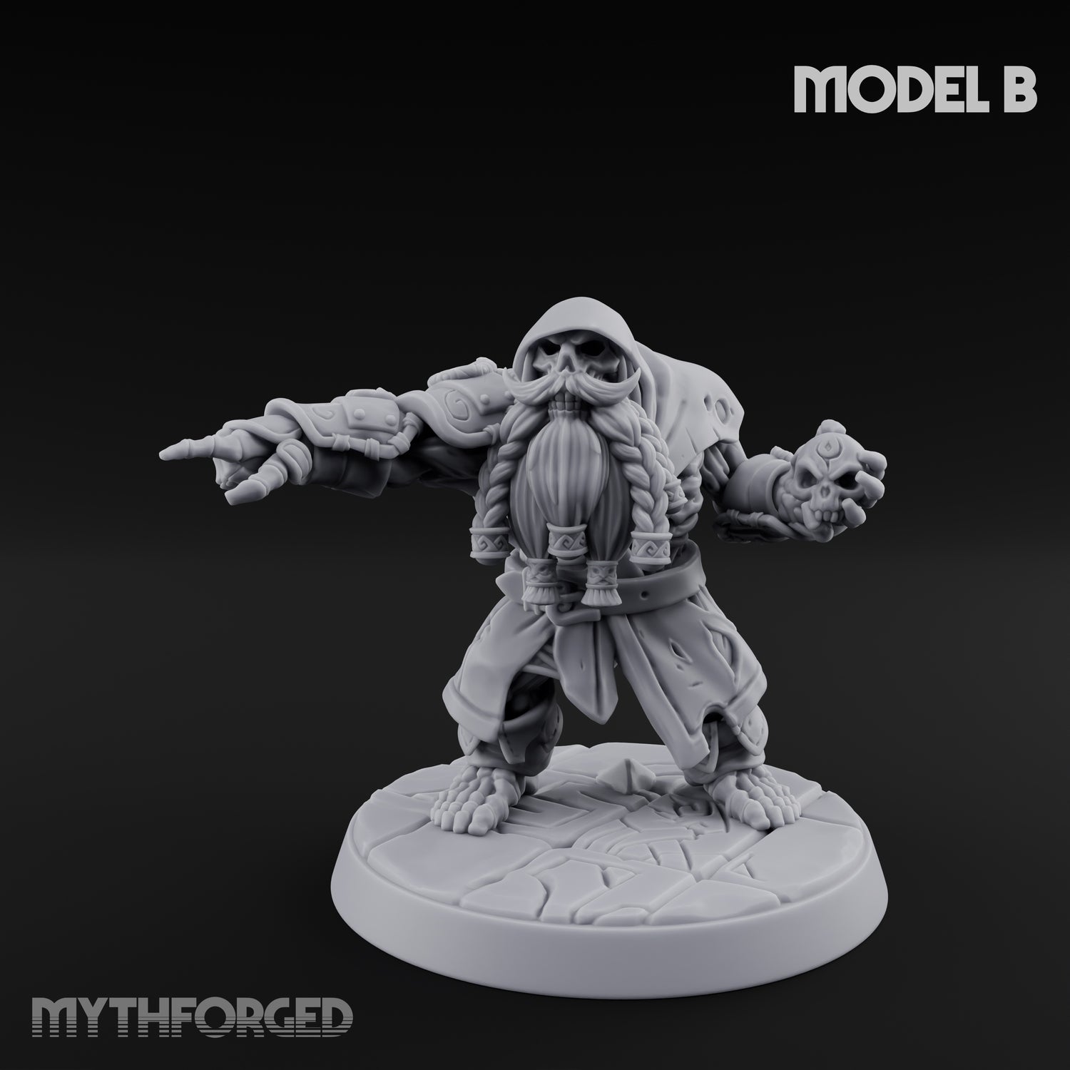 Skull Hurling Draugr Skullcaster B Miniature for Dungeons and Dragons, Pathfinder or other TTRPGs