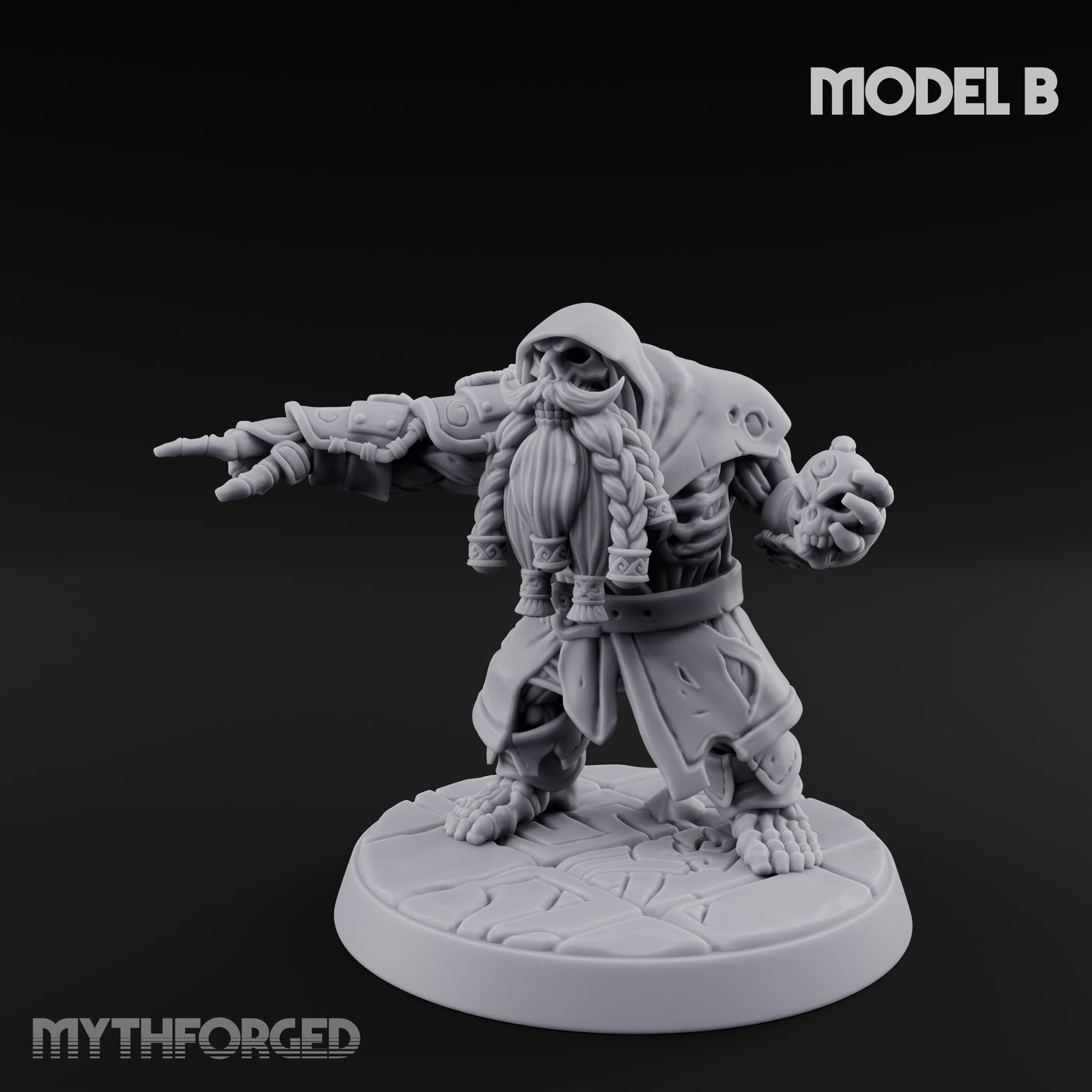 Skull Hurling Draugr Skullcaster B Miniature for Dungeons and Dragons, Pathfinder or other TTRPGs