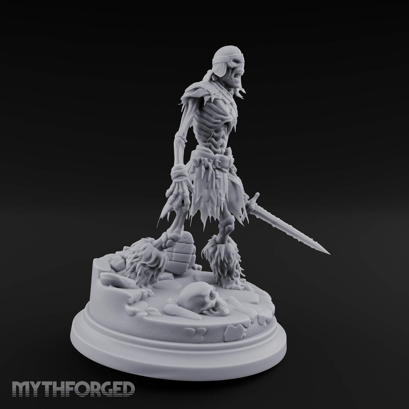 Mouth Agape Wailing Draugr Warrior Miniature for Dungeons and Dragons, Pathfinder or other TTRPGs