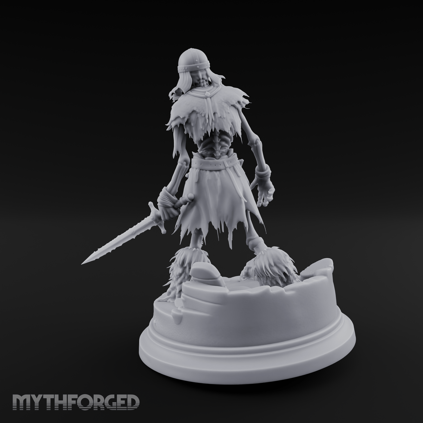 Mouth Agape Wailing Draugr Warrior Miniature for Dungeons and Dragons, Pathfinder or other TTRPGs