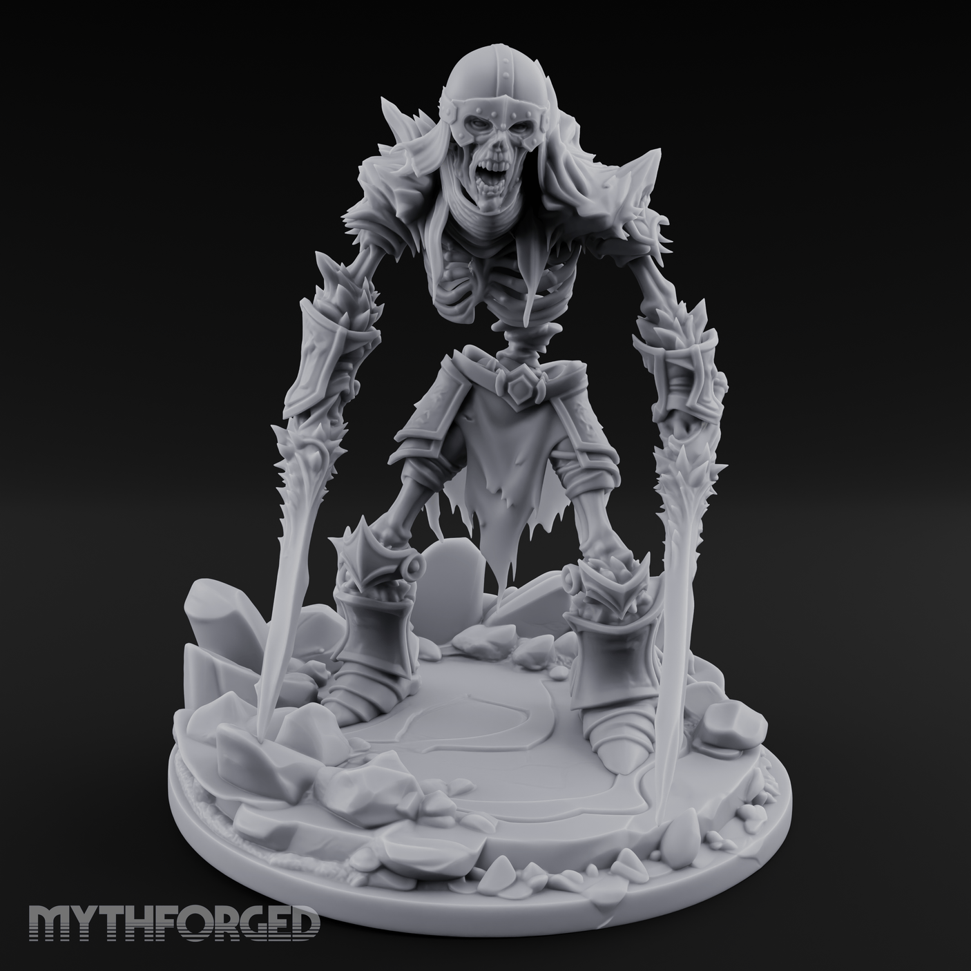 Erupting From Ruin Draugr Warlord Miniature for Dungeons and Dragons, Pathfinder or other TTRPGs