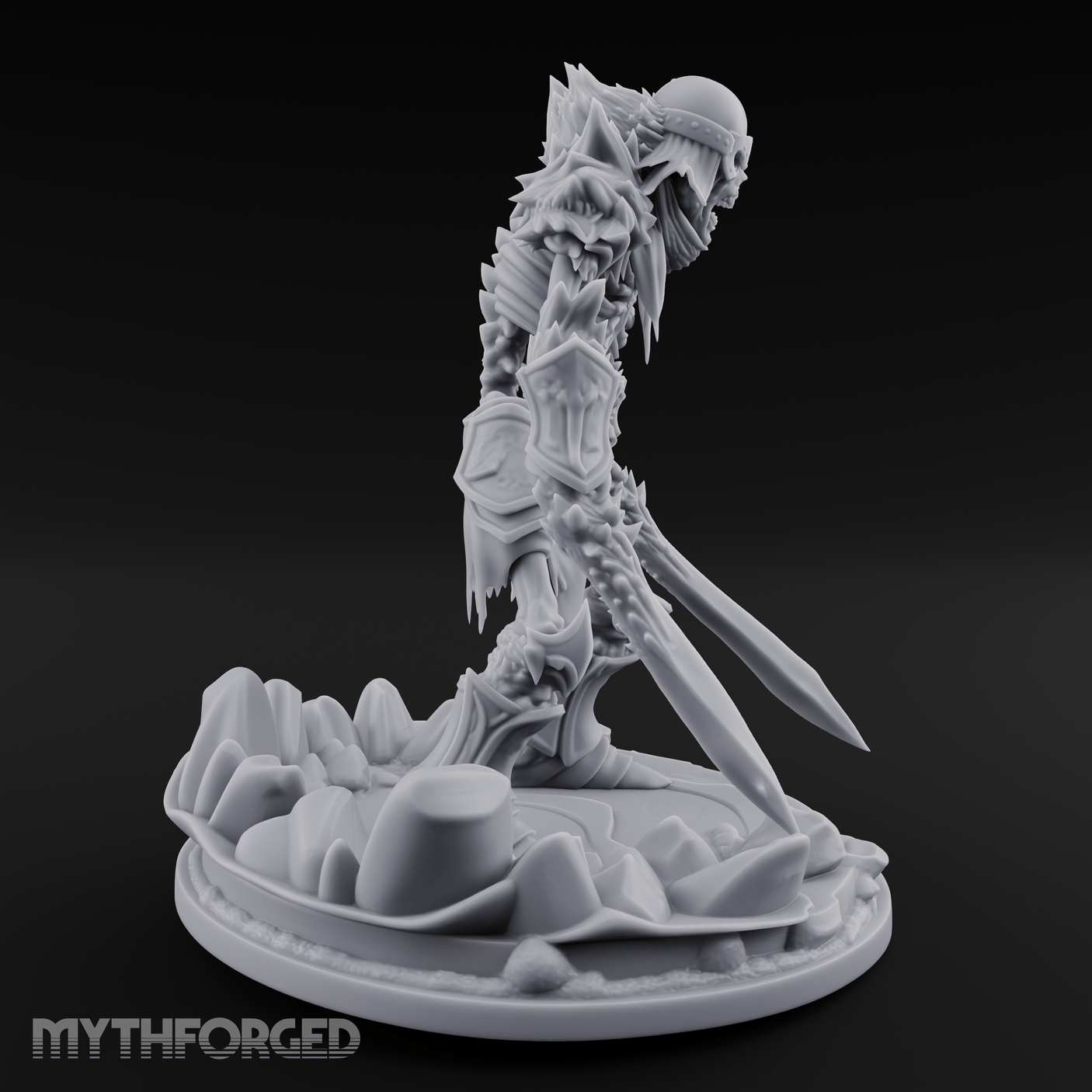 Erupting From Ruin Draugr Warlord Miniature for Dungeons and Dragons, Pathfinder or other TTRPGs