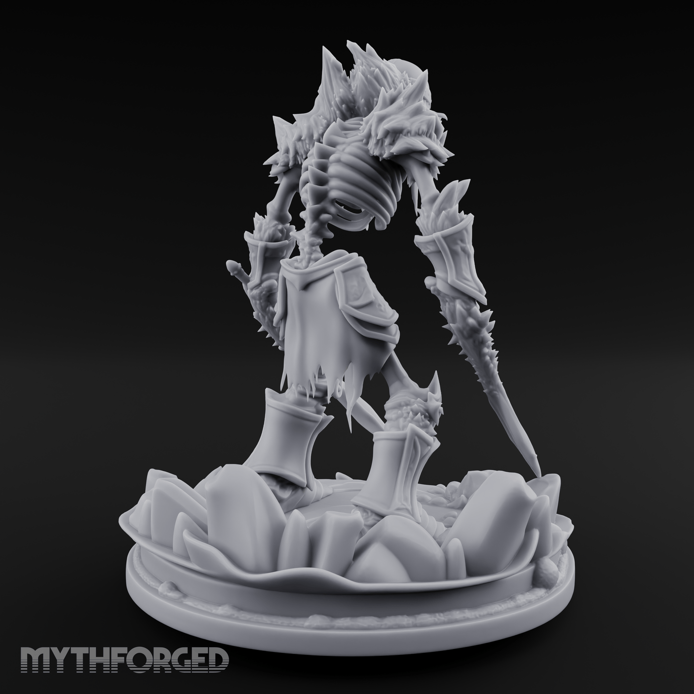 Erupting From Ruin Draugr Warlord Miniature for Dungeons and Dragons, Pathfinder or other TTRPGs