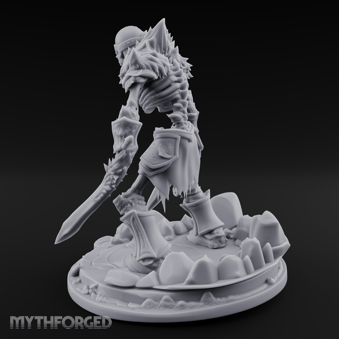 Erupting From Ruin Draugr Warlord Miniature for Dungeons and Dragons, Pathfinder or other TTRPGs