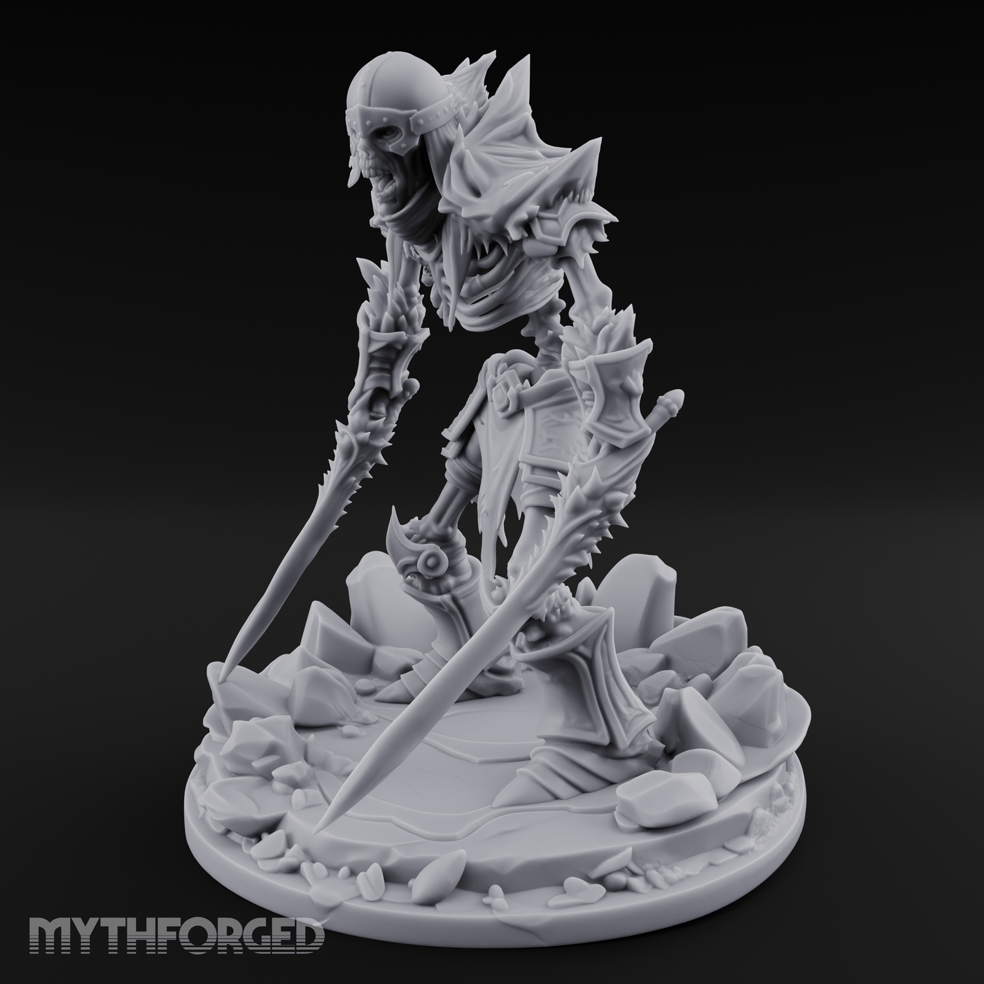 Erupting From Ruin Draugr Warlord Miniature for Dungeons and Dragons, Pathfinder or other TTRPGs
