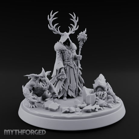 Antlered Summoning Draugr Shaman Miniature for Dungeons and Dragons, Pathfinder or other TTRPGs