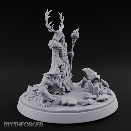 Antlered Summoning Draugr Shaman Miniature for Dungeons and Dragons, Pathfinder or other TTRPGs