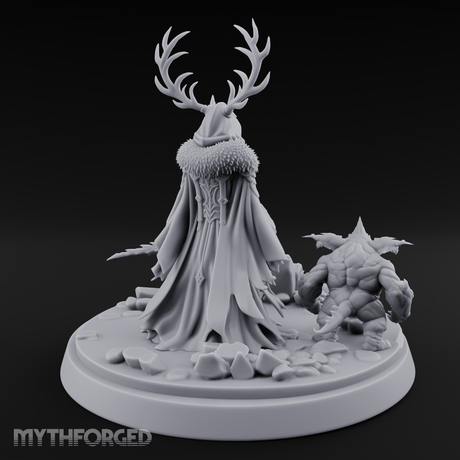 Antlered Summoning Draugr Shaman Miniature for Dungeons and Dragons, Pathfinder or other TTRPGs