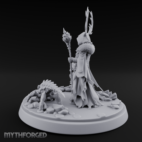 Antlered Summoning Draugr Shaman Miniature for Dungeons and Dragons, Pathfinder or other TTRPGs