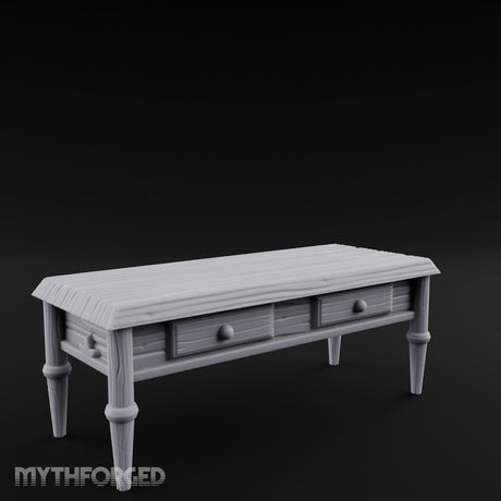Drawer-Fitted Tapered-Leg Noble Writing Table Miniature for Dungeons and Dragons, Pathfinder or other TTRPGs