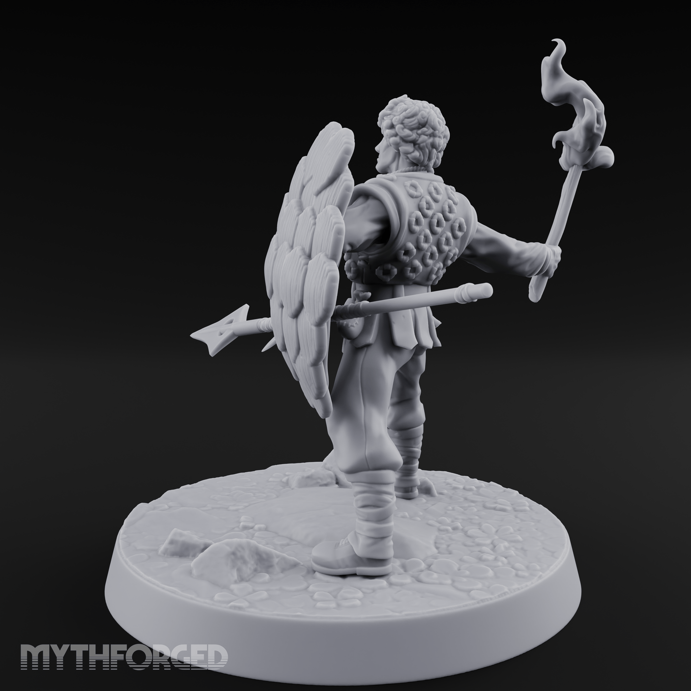 Torch Aloft Triumphant Human Spearman Miniature for Dungeons and Dragons, Pathfinder or other TTRPGs