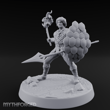 Torch Aloft Triumphant Human Spearman Miniature for Dungeons and Dragons, Pathfinder or other TTRPGs