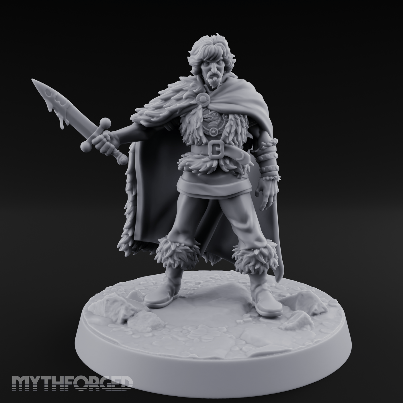 Cape Sweeping Swordsman Human Barbarian Miniature for Dungeons and Dragons, Pathfinder or other TTRPGs