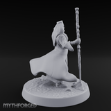 Staff Raised Commanding Human Wizard Miniature for Dungeons and Dragons, Pathfinder or other TTRPGs