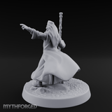 Staff Raised Commanding Human Wizard Miniature for Dungeons and Dragons, Pathfinder or other TTRPGs