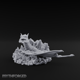 Sprawling On Stone Red Dragon Lounger Miniature for Dungeons and Dragons, Pathfinder or other TTRPGs