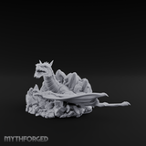 Sprawling On Stone Red Dragon Lounger Miniature for Dungeons and Dragons, Pathfinder or other TTRPGs