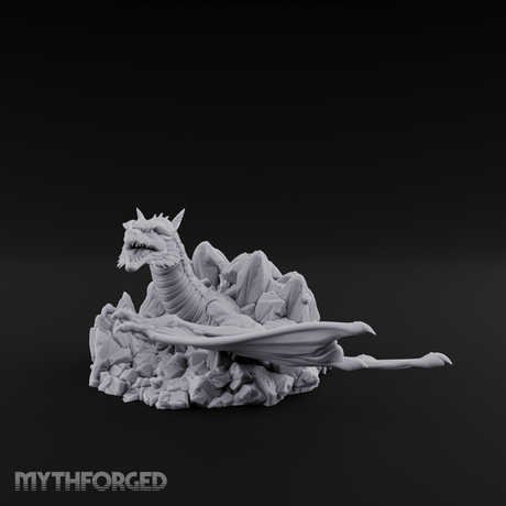 Sprawling On Stone Red Dragon Lounger Miniature for Dungeons and Dragons, Pathfinder or other TTRPGs