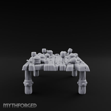 Drumstick-Gnawed Flagon-Tipped Tavern Leftovers Table Miniature for Dungeons and Dragons, Pathfinder or other TTRPGs