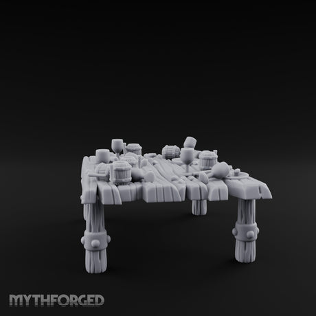 Drumstick-Gnawed Flagon-Tipped Tavern Leftovers Table Miniature for Dungeons and Dragons, Pathfinder or other TTRPGs