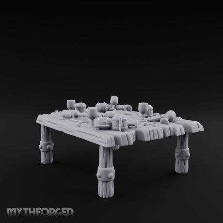 Drumstick-Gnawed Flagon-Tipped Tavern Leftovers Table Miniature for Dungeons and Dragons, Pathfinder or other TTRPGs