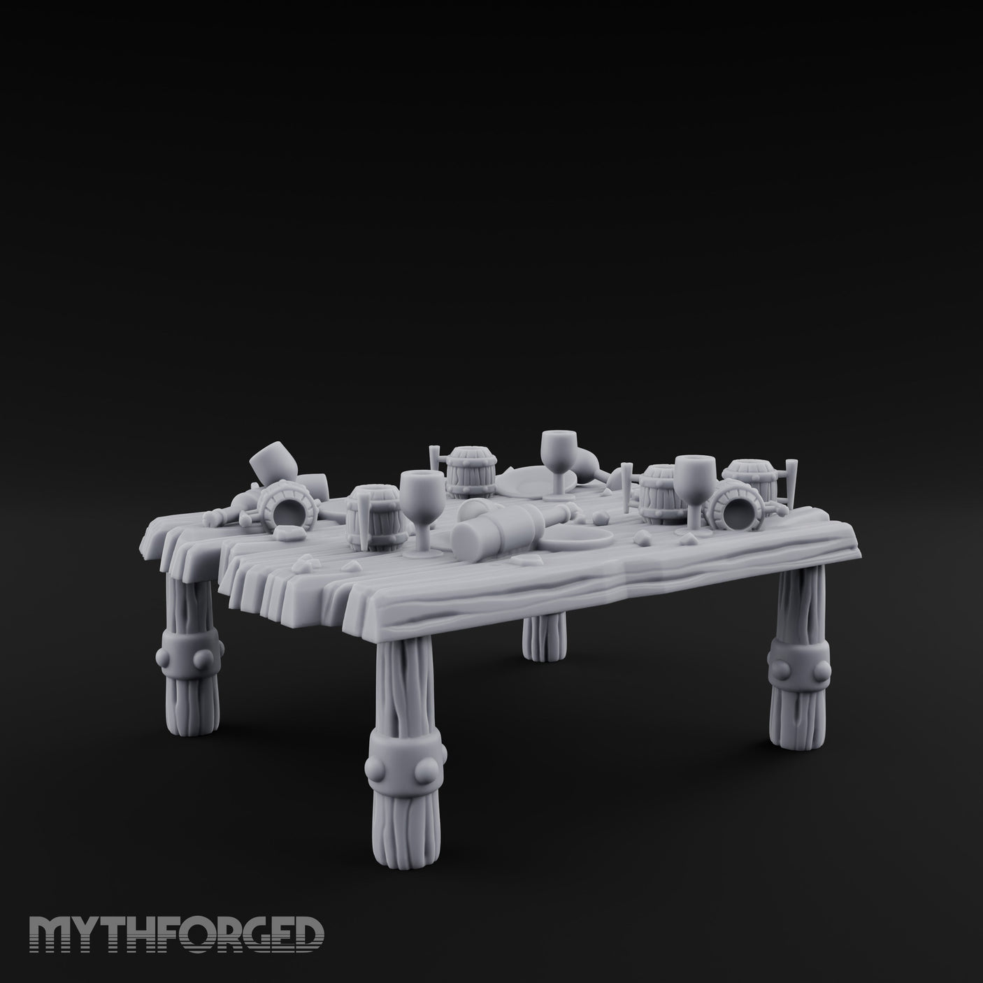 Drumstick-Gnawed Flagon-Tipped Tavern Leftovers Table Miniature for Dungeons and Dragons, Pathfinder or other TTRPGs