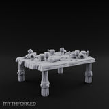 Drumstick-Gnawed Flagon-Tipped Tavern Leftovers Table Miniature for Dungeons and Dragons, Pathfinder or other TTRPGs