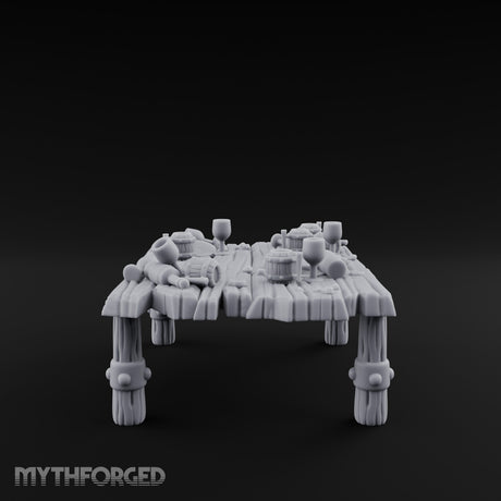 Drumstick-Gnawed Flagon-Tipped Tavern Leftovers Table Miniature for Dungeons and Dragons, Pathfinder or other TTRPGs