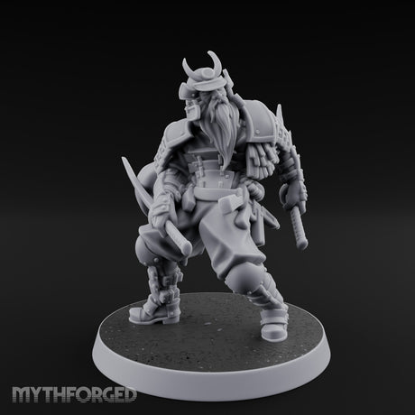 Dual Blade Drawing Human Shogunate Cleric Miniature for Dungeons and Dragons, Pathfinder or other TTRPGs