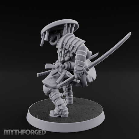 Dual Blade Drawing Human Shogunate Cleric Miniature for Dungeons and Dragons, Pathfinder or other TTRPGs