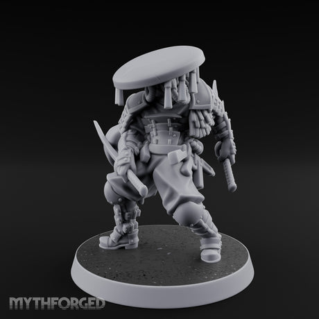 Dual Blade Drawing Human Shogunate Cleric Miniature for Dungeons and Dragons, Pathfinder or other TTRPGs