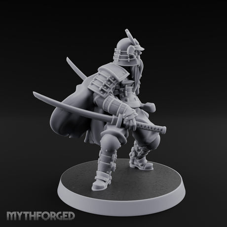 Dual Blade Drawing Human Shogunate Cleric Miniature for Dungeons and Dragons, Pathfinder or other TTRPGs