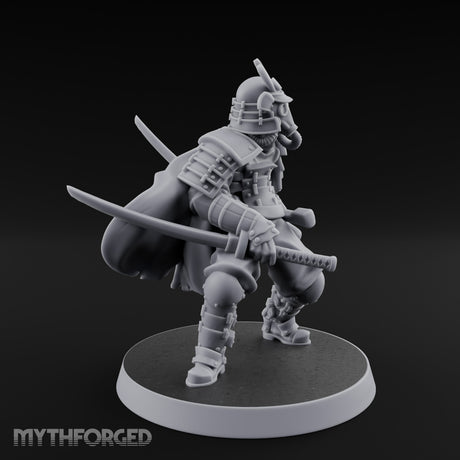 Dual Blade Drawing Human Shogunate Cleric Miniature for Dungeons and Dragons, Pathfinder or other TTRPGs