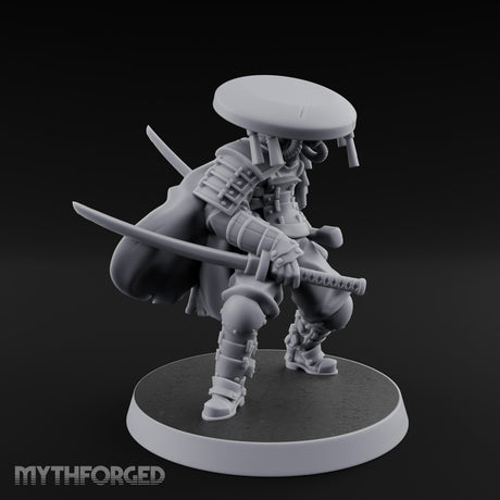 Dual Blade Drawing Human Shogunate Cleric Miniature for Dungeons and Dragons, Pathfinder or other TTRPGs