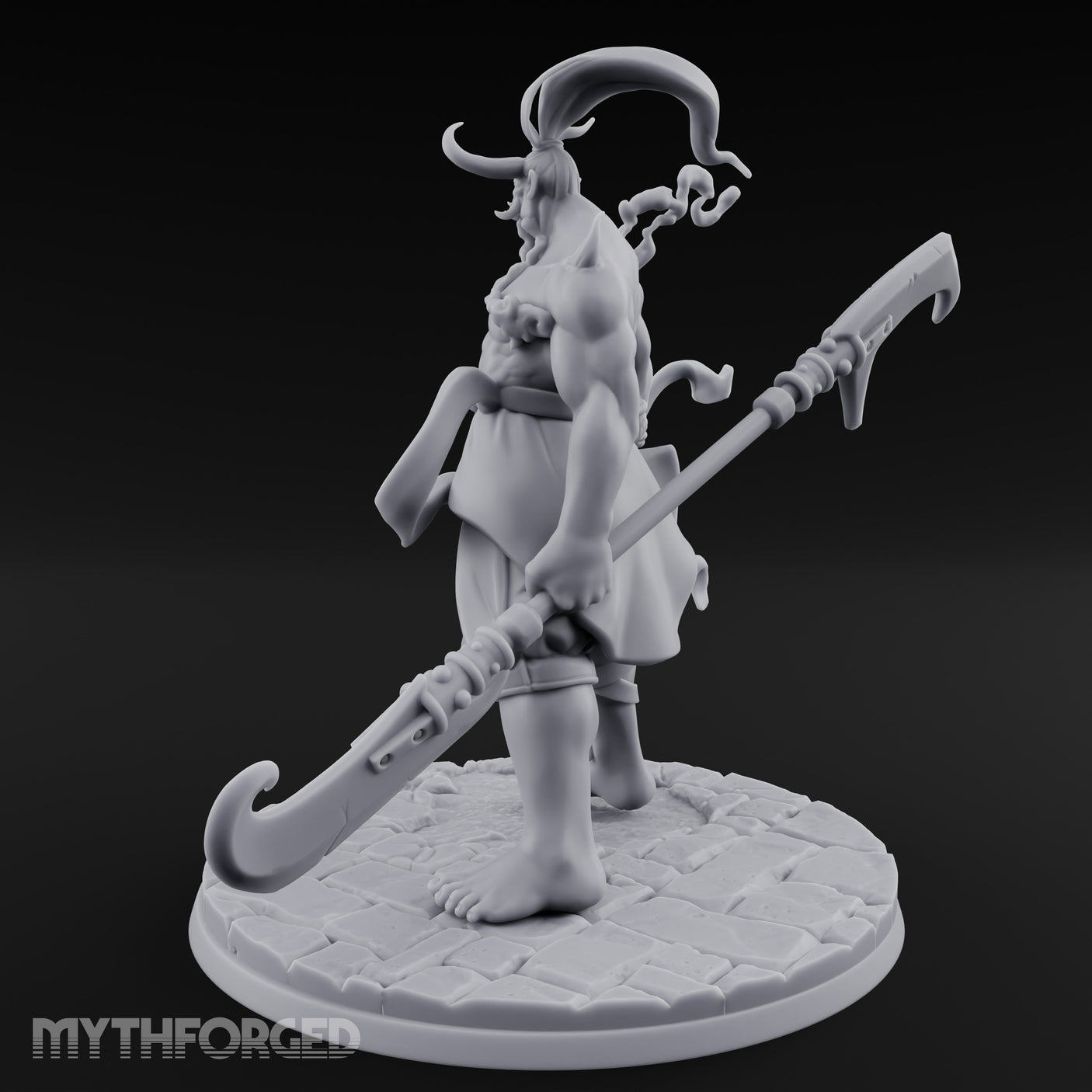 Dual Blade Striding Oni War Tyrant Miniature for Dungeons and Dragons, Pathfinder or other TTRPGs
