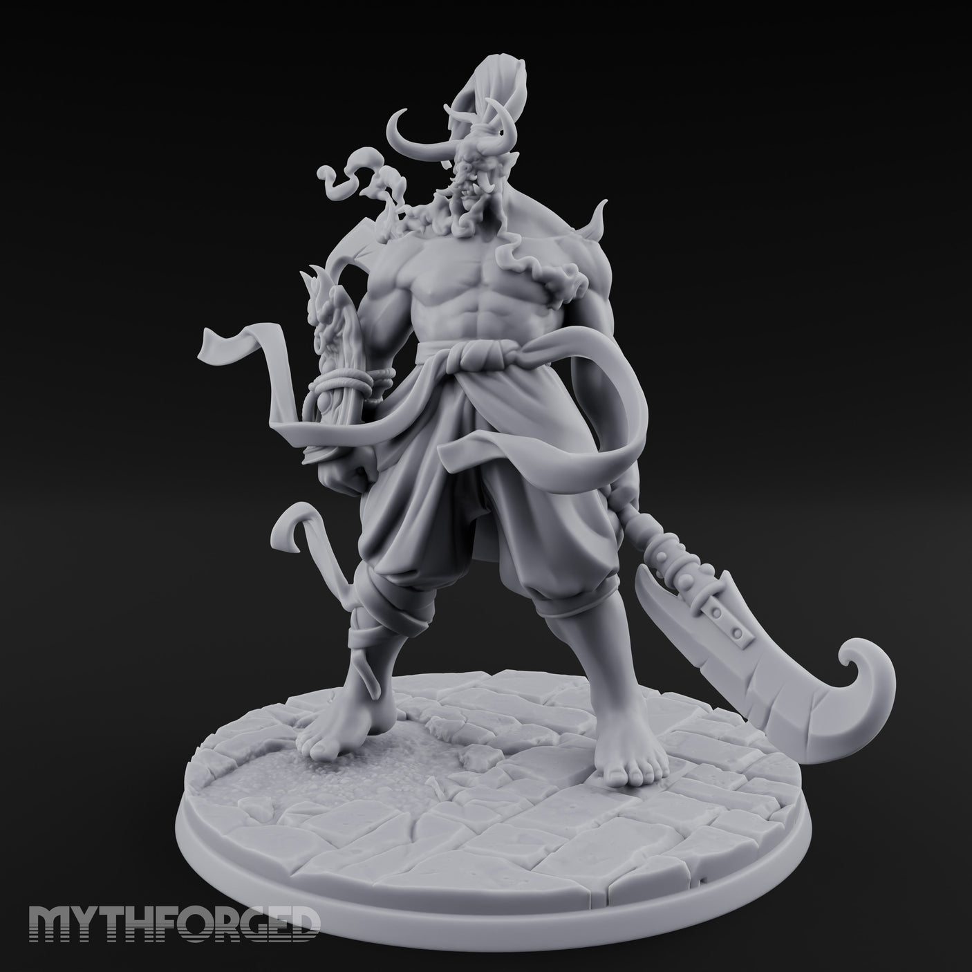 Dual Blade Striding Oni War Tyrant Miniature for Dungeons and Dragons, Pathfinder or other TTRPGs